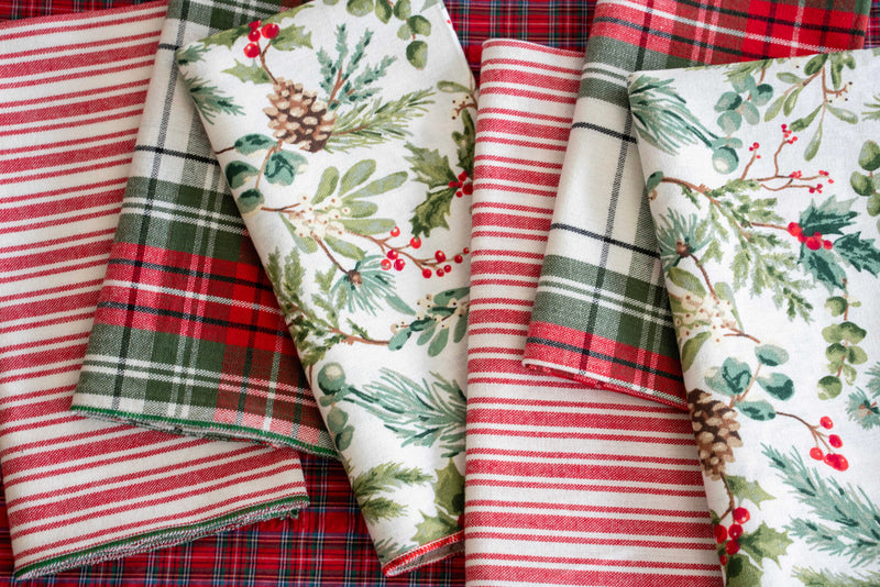 Holiday Plaid Cloth Napkins, set of four