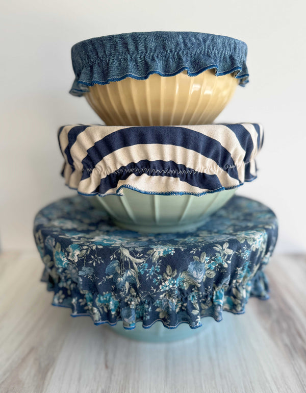 Blue Afternoon Reusable Bowl Covers, set of three