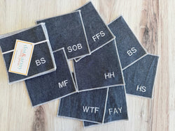 Chambray Sweary Coasters, set of eight