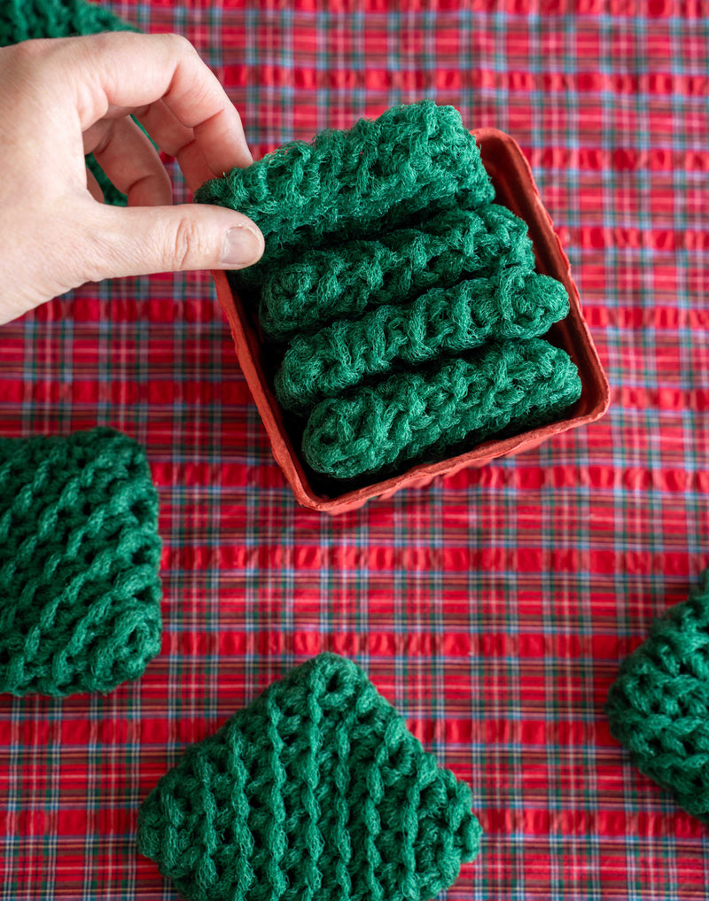 Christmas Scrubbies in a Berry Basket , set of four