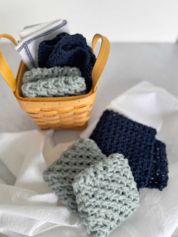 Cleaning Set in Woven Basket- four piece set