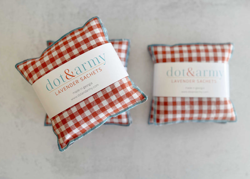 Mini Check Linen Lavender Sachets, set of two