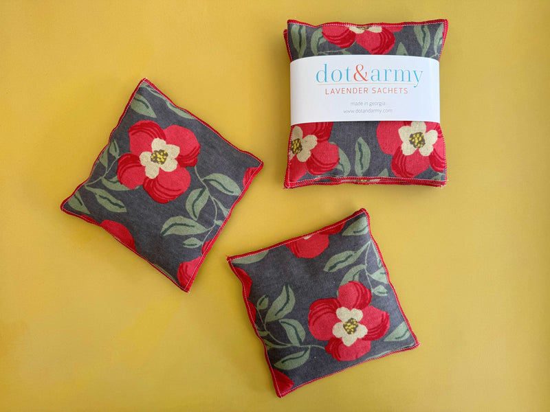 Poppy Lavender Sachets, set of two