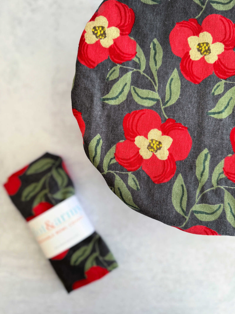 Red Poppy Reusable Bowl Cover