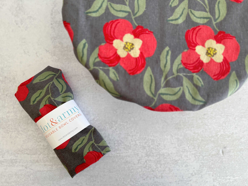 Red Poppy Reusable Bowl Cover