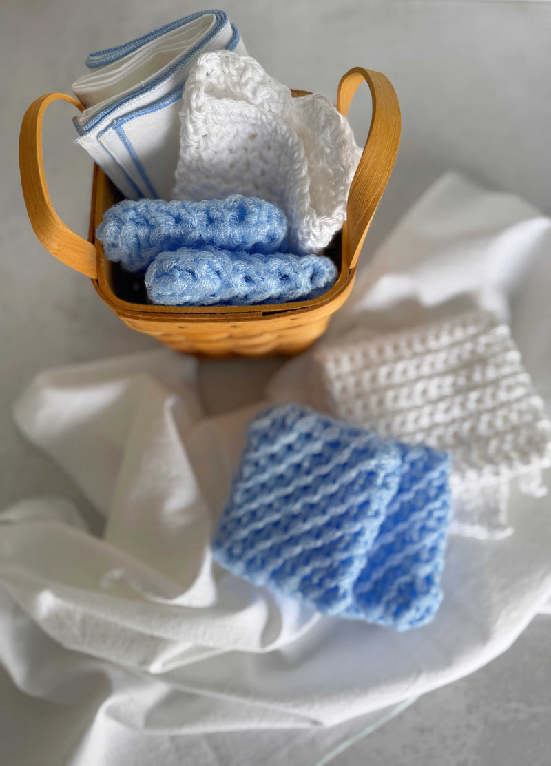 Cleaning Set in Woven Basket- four piece set