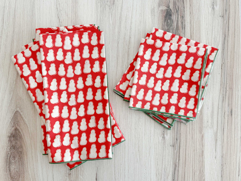 Tiny Snowmen Cloth Napkins, set of four