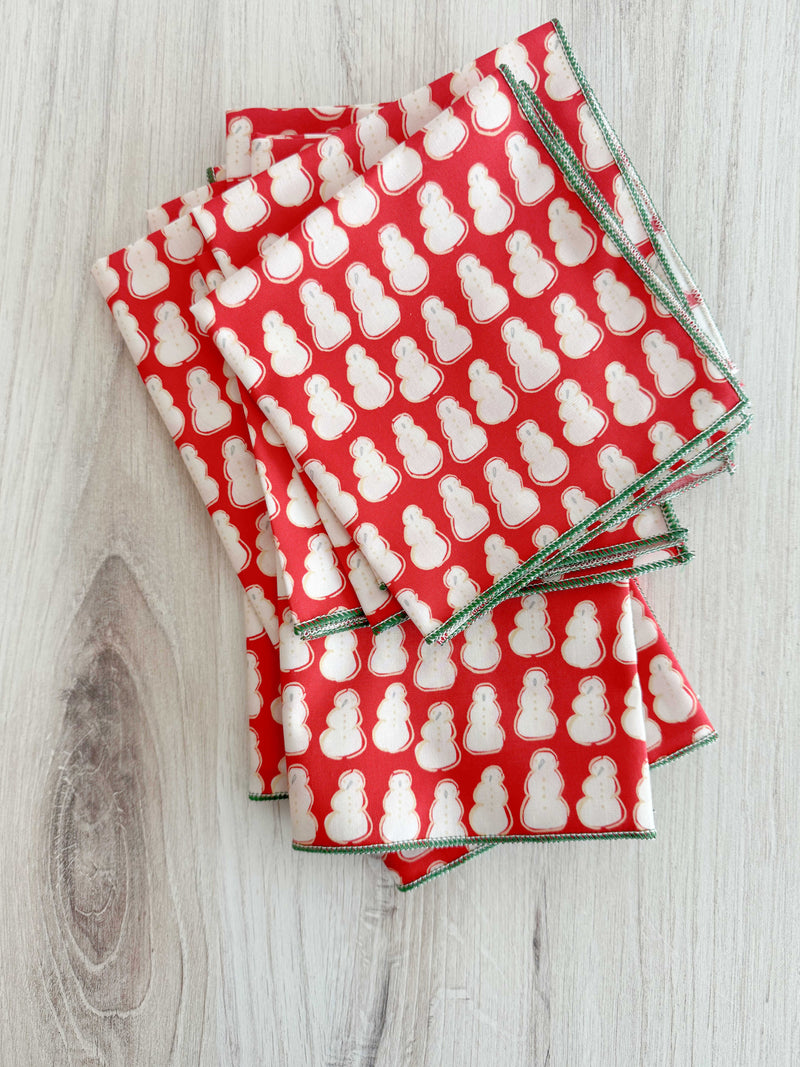 Tiny Snowmen Cloth Napkins, set of four